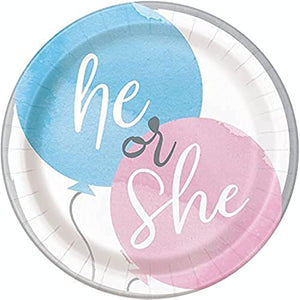 Pink & Blue Gender Reveal Party Dessert Plates - 7" (Pack of 8) - Perfectly Sized for Sweet Surprises & Celebrations