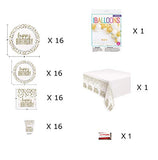 Multiple Brands Gold Confetti Premium Deluxe Birthday Party Supplies Jumbo Bundle Pack for 16 Guests (Plus Party Planning Checklist by Mikes Super Store)