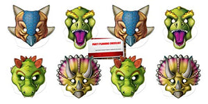 Dinosaur Party Masks With Elastic Strap 8 Masks (Plus Party Planning Checklist by Mikes Super Store)
