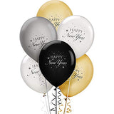Amscan New Year Latex Balloons Gold Silver White Black | Party Decoration