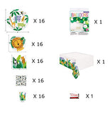 Jungle Forest Animals Lion Tiger Zebra Giraffe Elephant Safari Premium Deluxe Birthday Party Supplies Jumbo Bundle Pack for 16 Guests (Plus Party Planning Checklist by Mikes Super Store),Multicolor