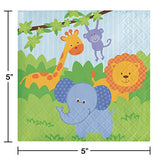 Creative Converting Celebrations 16 Count Forest Friends Lunch Napkins, Green/Blue/Orange