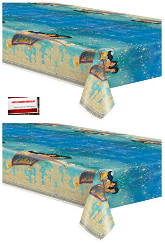 (2 Pack) Disney Aladdin Plastic Table Cover 54 x 84 Inches (Plus Party Planning Checklist by Mikes Super Store)
