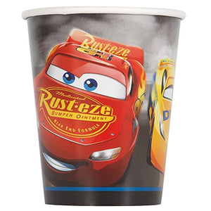 Disney Cars 3 Movie Paper Cups - 9oz (Pack of 8) - Vibrant, Colorful & Sturdy - Perfect for Themed Birthday Parties & Movie Nights