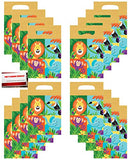 Jungle Forest Animals Safari Lion Elephant Monkey Birthday Party (16 Pack) Plastic Loot Treat Candy Favor Bags (Plus Party Planning Checklist by Mikes Super Store)