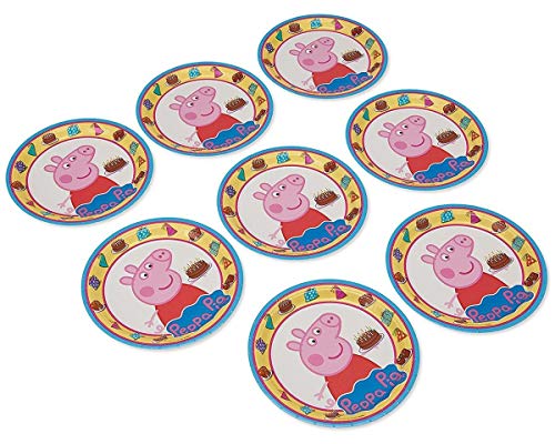 American Greetings AM-551499 Peppa Pig Round Plate (8 Count), Yellow/Blue, 9