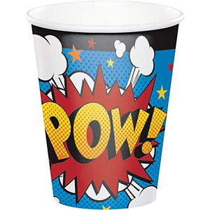 Superhero Slogans Disposable Paper Cups, 8 oz.- 8 pcs.