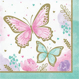 Multiple Brands Boho Pink Butterfly Birthday Party Supplies Plates and Napkins Bundle Pack for 16 Guests (Plus Party Planning Checklist by Mikes Super Store)