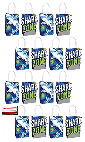 Multiple Brands (16 Pack) Sharks Great White Shark Zone Build Your Own Kit Party Paper Loot Treat Candy Favor Box Bags (Plus Party Planning Checklist by Mikes Super Store)