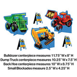 (12 Pack) Under Construction Zone Tractor Backhoe Dump Truck Bulldozer Birthday Supplies Pop up Centerpieces (Plus Party Planning Checklist by Mikes Super Store)