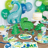 Round Dinner Paper Plates - 9" | Blue & Green Dinosaur | 8 Pcs