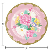 Multiple Brands Floral Tea Party Time Wonderland Birthday Party Supplies Plates and Napkins Bundle Pack for 16 Guests (Plus Party Planning Checklist by Mikes Super Store)