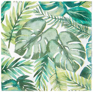 Palm Leaves Lunch Paper Napkins - 6.5" x 6.5" (Pack of 16) - Tropical Table Decor, Perfect for Luau, Tiki, Hawaiian, Pool, and Cocktail Parties