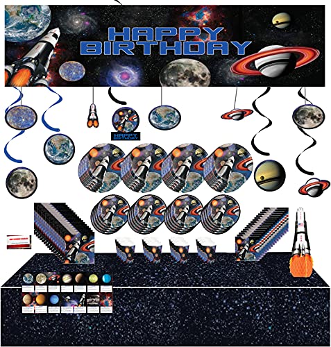 Solar System Outer Space Blast Premium Deluxe Birthday Party Supplies Decorations Ultimate Jumbo Bundle Pack for 16 Guests (Plus Party Planning Checklist by Mikes Super Store)